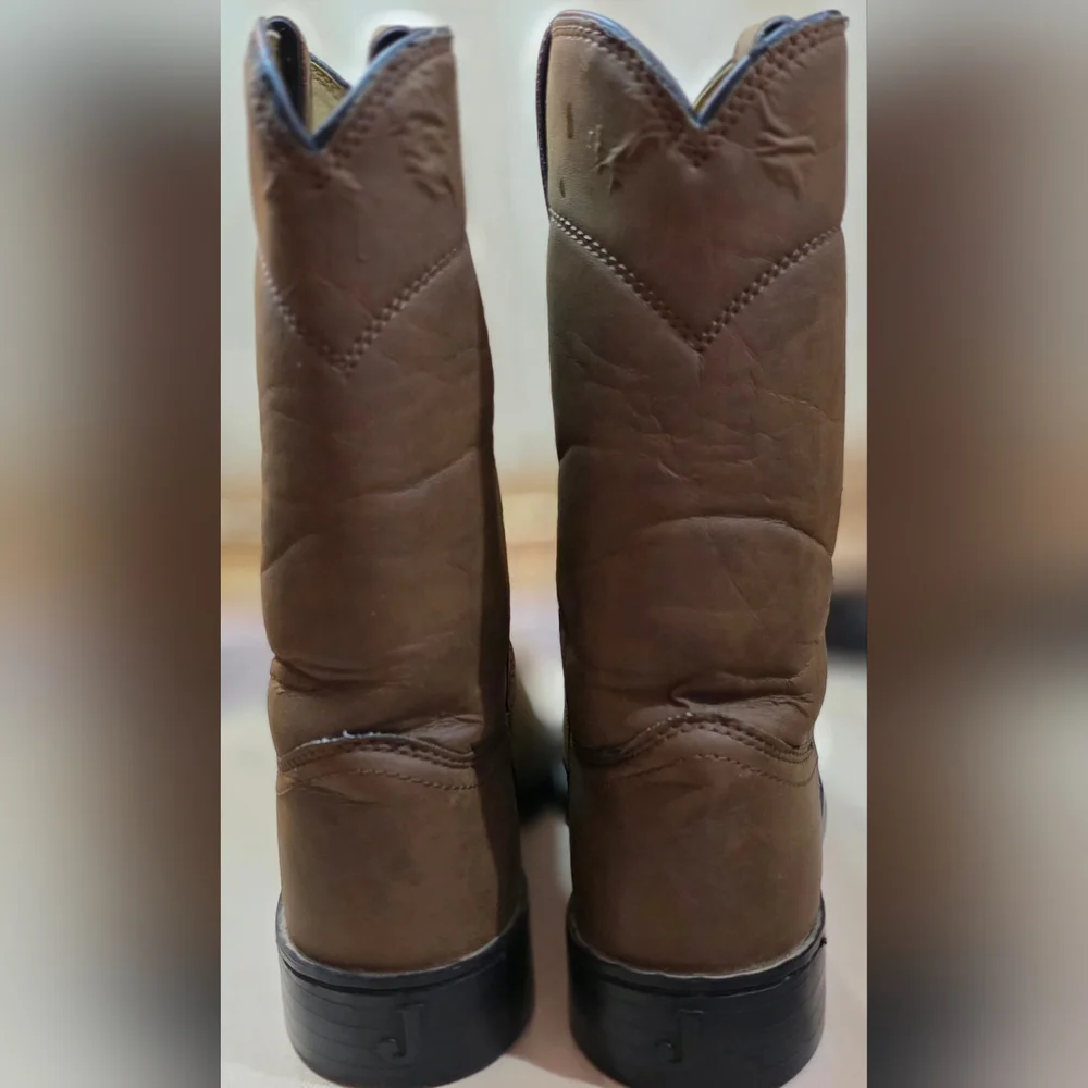 JUSTINS MENS 10" TEMPLE ROPER  CLAY BROWN CASUAL BOOTS SIZE 8 - Picture 2 of 8